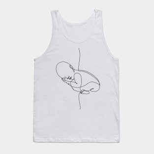 Newborn one  line art. Line drawing baby . Baby sleeping Tank Top